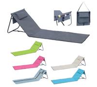 Mojawo TOP Tapis de plage - Chaise longue de plage - Coussin de dossier pliable avec poche pour téléphone portable - Rembourrage en mousse - L 152 x l 51 x H 41 cm - Couleurs : bleu clair