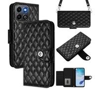 MOJIA Coque à Rabat pour Honor X6b 4G, Étui Portefeuille en Cuir PU, Housse Multifonctionnelle avec Porte-Cartes, Bracelet et Bandoulière. Black