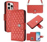 MOJIA Coque à Rabat pour Xiaomi Redmi Note 15 Pro 5G, Étui Portefeuille en Cuir PU, Housse Multifonctionnelle avec Porte-Cartes, Bracelet et Bandoulière. Red