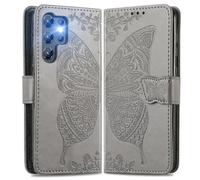 MOJIA Coque en Cuir pour Doogee Note 56X / Note 56X Pro, Étui Portefeuille en Cuir à Rabat avec Case Intérieure en TPU et Porte-Cartes [Dragonne Cadeau]. Gris