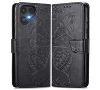 MOJIA Coque en Cuir pour Fairphone 6, Étui Portefeuille en Cuir à Rabat avec Case Intérieure en TPU et Porte-Cartes [Dragonne Cadeau]. Noir