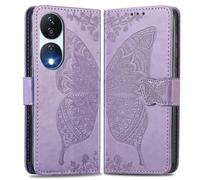 MOJIA Coque en Cuir pour Honor 90 Smart 5G, Étui Portefeuille en Cuir à Rabat avec Case Intérieure en TPU et Porte-Cartes [Dragonne Cadeau]. Lavande
