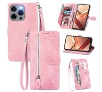 MOJIA Coque Porte Monnaie pour Doogee Note 58 / Note 58 Pro, Etui Portefeuille en Cuir PU avec Cover en TPU, Etui Multifonctionnel Porte-Cartes avec Dragonne. Rose