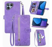 MOJIA Coque Porte Monnaie pour Fairphone 5, Etui Portefeuille en Cuir PU avec Cover en TPU, Etui Multifonctionnel Porte-Cartes avec Dragonne. Violet