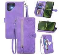 MOJIA Coque Porte Monnaie pour Fairphone 6, Etui Portefeuille en Cuir PU avec Cover en TPU, Etui Multifonctionnel Porte-Cartes avec Dragonne. Violet