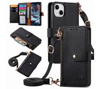 MOJIA Coque Porte Monnaie pour Samsung Galaxy A17 5G, Etui Anti-Chute Portefeuille en Cuir, Multifonctionnel Porte-Cartes avec Bandoulière Réglable. Noir