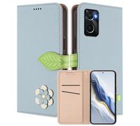 MOJIA Coque Portefeuille pour Oppo A96 4G/ A76 4G / A36 4G / Realme 9i, Étui en Cuir PU Flip avec Fleur & Fermoir Magnétique Feuille, Housse Folio Antichoc avec Support.-Blue