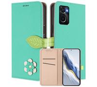 MOJIA Coque Portefeuille pour Oppo A96 4G/ A76 4G / A36 4G / Realme 9i, Étui en Cuir PU Flip avec Fleur & Fermoir Magnétique Feuille, Housse Folio Antichoc avec Support.-Grey