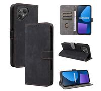 MOJIA Coque pour Fairphone 5, Anti-Chute Téléphone Housse en Cuir PU Étui Portefeuille à Rabat avec Fonction Antivol RFID. Le Noir