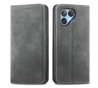 MOJIA Coque pour Fairphone 5, Étui Portefeuille Folio en Cuir PU [Fermeture Magnétique], Coque à Intérieure en TPU, Support pour Cartes Housse. Gris