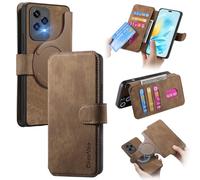 MOJIA Coque pour Honor 200 Lite, Étui Portefeuille en Cuir PU Premium, Magnétisme Super Puissant Housse de 2 en 1, Ultra Fin et Léger. Brun