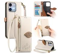 MOJIA Coque pour Honor 600 Smart 5G, Étui Portefeuille en Cuir PU avec Motif Pissenlit, Porte-Cartes, Poche Zippée et Dragonne. White