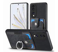 MOJIA Coque pour Honor 70 5G, Étui Porte-Cartes Ultra Mince, Housse de Téléphone en TPU, Coque Multifonction avec Porte-Cartes et Support d'Anneau. Le Noir