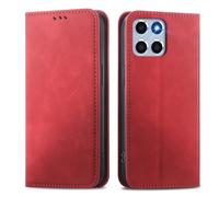 MOJIA Coque pour Honor 70 Lite/Honor X6 / Honor X8 5G, Étui Portefeuille Folio en Cuir PU [Fermeture Magnétique], Coque à Intérieure en TPU, Support pour Cartes Housse. Rouge