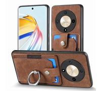 MOJIA Coque pour Honor Magic6 Lite 5G (Magic 6 Lite) / X9b, Étui Porte-Cartes Ultra Mince, Housse de Téléphone en TPU, Coque Multifonction avec Porte-Cartes et Support d'Anneau. Marron