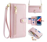MOJIA Coque pour Honor Magic8 Lite/Magic 8 Lite / X9d, Étui Portefeuille en Cuir PU Premium avec Bandoulière et Dragonne, Housse de Porte-Cartes Multifonctionnel. Rose