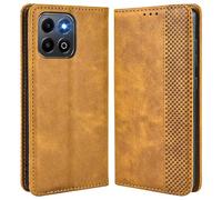 MOJIA Coque pour Honor X6b 4G, Étui en Cuir, PU Housse Pochette Antichoc et Anti-Rayures Fonction Stand Rabat de Portefeuille Etui Coque. Brun