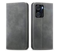 MOJIA Coque pour Oppo A57 4G / Oppo A57s / A77 5G, Étui Portefeuille Folio en Cuir PU [Fermeture Magnétique], Coque à Intérieure en TPU, Support pour Cartes Housse. Gris