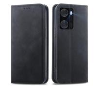 MOJIA Coque pour Oppo A57 4G / Oppo A57s / A77 5G, Étui Portefeuille Folio en Cuir PU [Fermeture Magnétique], Coque à Intérieure en TPU, Support pour Cartes Housse. Noir