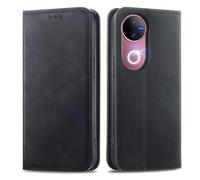 MOJIA Coque pour Vivo V50 5G, Étui Portefeuille Folio en Cuir PU [Fermeture Magnétique], Coque à Intérieure en TPU, Support pour Cartes Housse. Noir