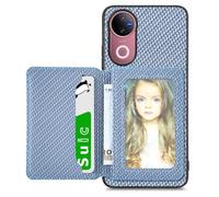 MOJIA Coque pour Vivo V50 5G, Étui Ultra Mince Tendre TPU, Housse de Téléphone Antichoc Anti-dérapant avec Blocage RFID Sac de Carte. Bleu