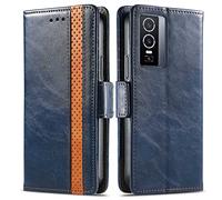 MOJIA Coque pour Vivo Y76 5G / Y76s, PU Housse Pochette Antichoc et Anti-Rayures Fonction Stand Rabat de Portefeuille Etui with Card Hold. Bleu