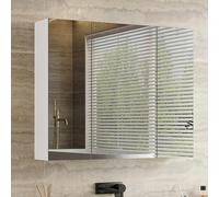 mojiasion Armoire Murale Salle de Bain avec Miroir 60x70x16cm (H × L × P) - 3 Portes, 3 Étagères Réglables, Grand Rangement Antihumidité, Blanc (Design Moderne)