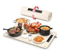 Mojimdo Plaque chauffante pour aliments - Silicone de qualité alimentaire - 3 niveaux de température - Réchauffage sur toute la surface - Flexible - Enroulable et à suspendre - Idéal pour la maison,