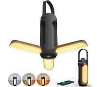 MOJINO Lampe de Camping Rechargeable, 10000mAh LED Lanterne Camping avec 3 Modes d'Éclairage Réglables pour Tentes, Accessoires de Camping pour Randonnée Pique-nique ou Coupure de Courant, Noir