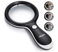 MOJINO Loupe Eclairante, 10X Loupe de Lecture avec 3 Modes D'éclairage et 18 LED pour La Lecture des Personnes Âgées, L'inspection, Les Loisirs, L'artisanat, L'exploration des Enfants (Noir)