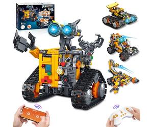 MOJINO Robots Jouet pour garçon de 6, 7, 8, 9, 10, 11, 12 ans et plus, ensemble de construction technique RC 4 en 1, cadeaux pour garçons âgés de 6 à 12 ans et plus, application et télécommande jouets