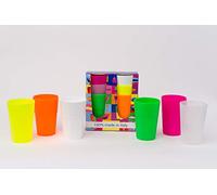Mojito Design - Lot de 6 Verres à Cocktail en Plastique, Multicolore, 7,8 x 7,8 x 11,5 cm, 35 cl