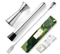 Mojito Pilon à cocktail en acier inoxydable Barre Outil 22,9 cm Fruits Pilon par Homestia, Doré 3PCS Silver Argenté