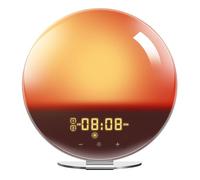 MOJNSERGU Réveil Lumineux avec Simulation De Lever De Soleil, Double Alarme, Sons Naturels, Aide au Sommeil, Radio FM, Veilleuse 7 Couleurs pour Les Gros Dormeurs