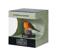 MOJO Collection Bird Enthusiast Collection 1 - Figurines peintes à la main, objets de collection, jouets, sculptures détaillées avec code QR pour des faits amusants (rouge-gorge européen)