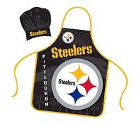 Mojo Licensing Tablier de chef Pittsburgh Steelers - Ensemble complet de couleur - Taille universelle - Embrasse - Pour barbecue, Couleur de l'équipe., taille unique