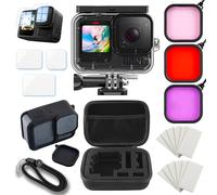MOJOGEAR Kit d'accessoires compatibles avec GoPro 13 - Boîtier étanche Go Pro - Filtre de plongée - Étui de rangement - Étui de protection en silicone - Inserts anti-buée - Kit de films de protection