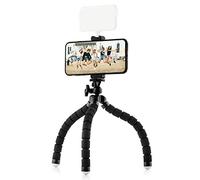 MOJOGEAR Trépied Flexible avec Pieds en Caoutchouc Mousse - Convient pour téléphone/Appareil Photo Compact/Action cam - Jusqu'à 26 cm de Hauteur - avec Support de téléphone - Noir