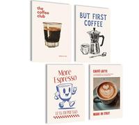 mojoliving Affiches Café Images Café Image Murales Cuisine Images pour la Cuisine Déco (Coffee Club, 4x A4 | sans cadre)