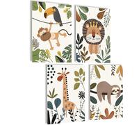 mojoliving Lot de posters muraux pour chambre d'enfant garçon et bébé - Décoration pour chambre d'enfant et fille - Décoration de chambre de bébé (safari)