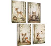 mojoliving Lot de posters pour chambre d'enfant garçon et bébé - Ensemble de posters muraux pour chambre d'enfant fille - Images décoratives pour chambre de bébé (animaux de la forêt)