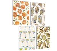 mojoliving Poster café - Images de café - Tableaux muraux pour la cuisine - Poster esthétique - Images vintage - Décoration de salon et cuisine (huîtres olives, 4 x A4, sans cadre)