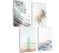 mojoliving Summer Vibes Ensemble de posters de surf - Ensemble d'images vintage - Décoration de plage - Décoration de chambre esthétique hawaïenne - Été vintage - Été - Esthétique - Hawaï - Images de