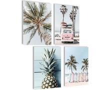 mojoliving Summer Vibes Ensemble de posters de surf vintage - Décoration de plage - Esthétique - Décoration de chambre hawaïenne - Poster décoratif vintage d'été - Poster hawaïen - Plage