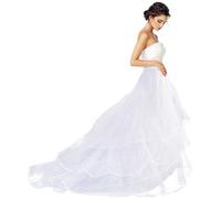 Mojonnie Jupon sirène en Crinoline pour Robe de mariée 3 Couches Longueur au Sol, Blanc, Taille Unique