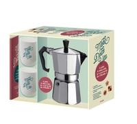 Moka Dolce Vita, Caffè & Biscotti, Le Vrai Goût De L'italie ! - Coffret Avec 1 Cafetière Italienne, 2 Tasses En Céramique, 1 Livre De Recettes