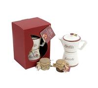 Moka en céramique avec 2 pots de crème de noisette
