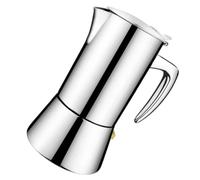 Moka Portable en Acier Inoxydable 304, Cafetière 200ml pour Espresso | Rangement Compact, Joint Silicone Alimentaire, Valve de Sécurité, Finition Miroir, pour Café Moulu et Tasses