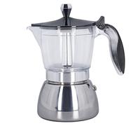 Moka Pot 6 Tasses, Cafetière à Induction avec Couvercle Transparent ABS et Corps Inoxydable - Saveur Intense et Chauffe Uniforme, Portable pour Maison et Bureau