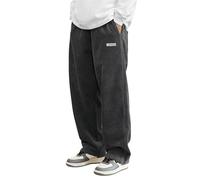 Mokaloha Pantalon de survêtement décontracté en velours côtelé pour homme Coupe ample Jambe large Droite Pantalon de sortie avec poches, gris foncé, M